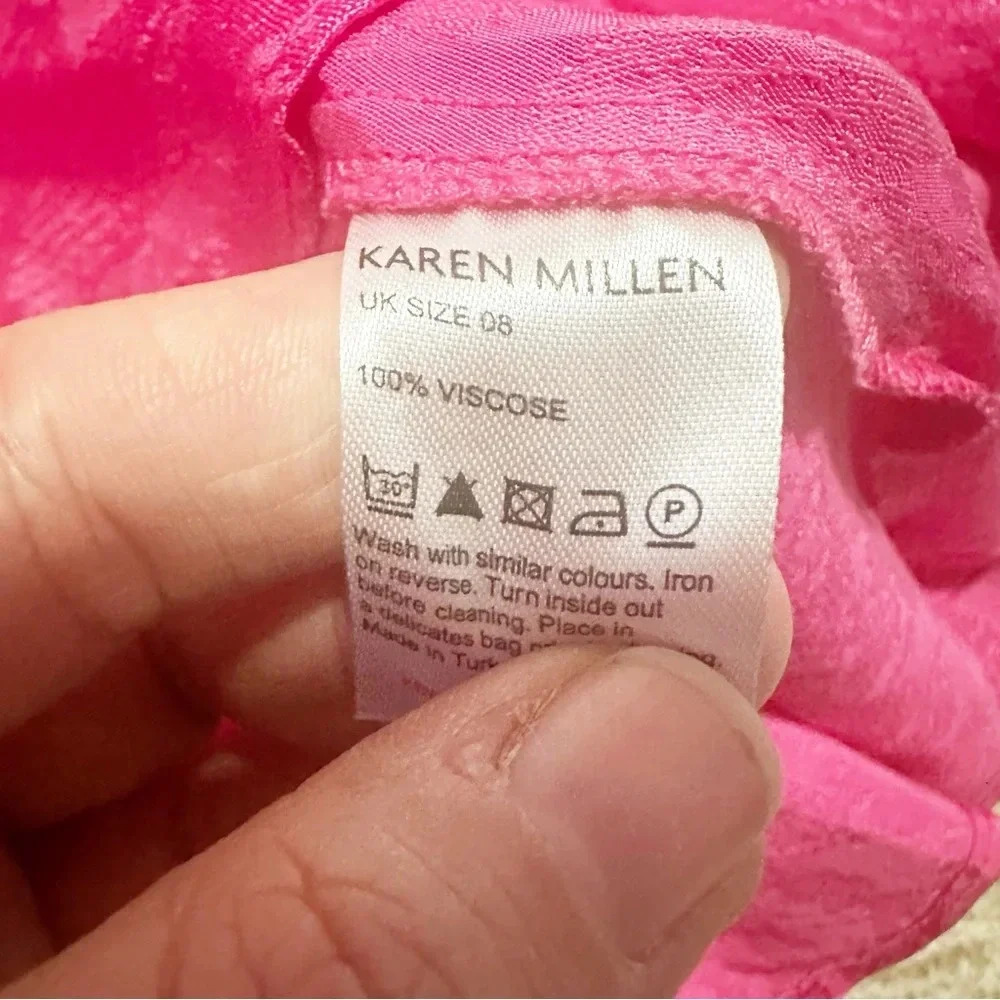NWT Karen Millen Animal jacquard button up floppy dress in pink size 4 - Picture 9 of 16